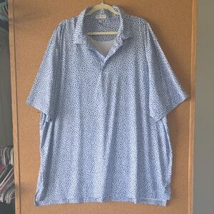Peter Millar Summer Comfort Shirt 3XT Blue Micro‑Print Performance Golf